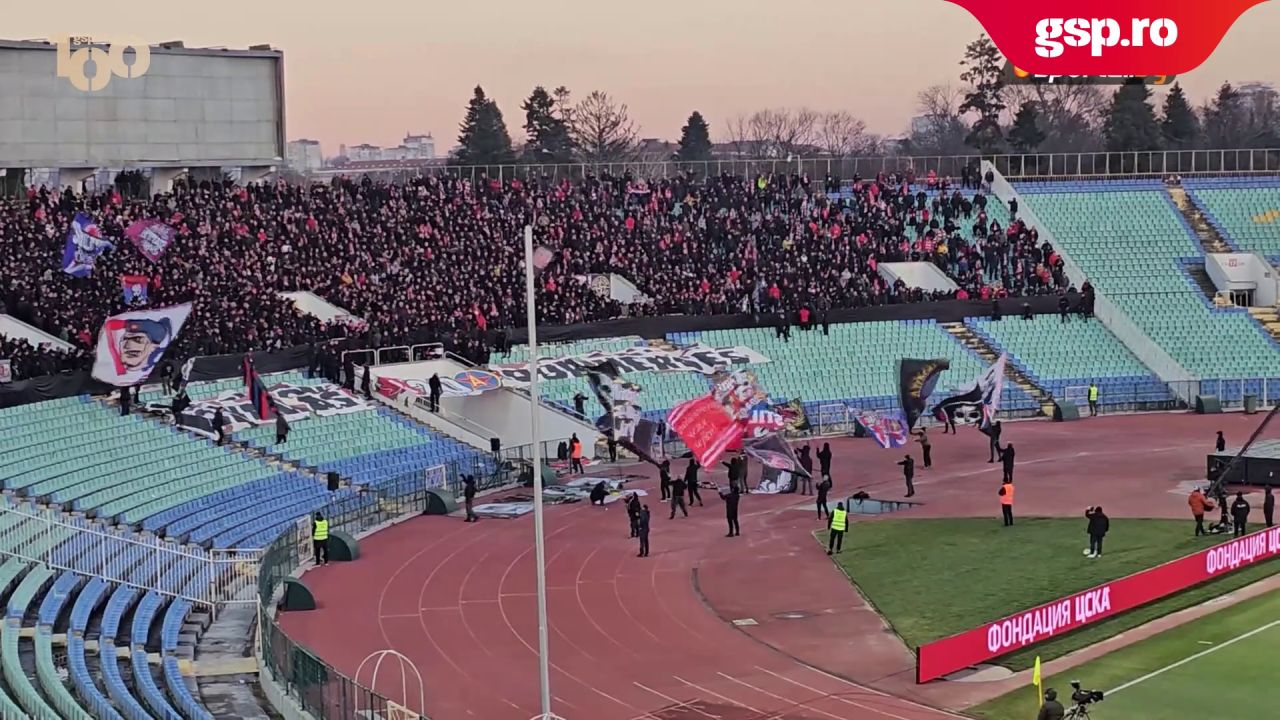 Suporterii cluburilor armatei din Sofia și București au marcat 20 de ani de prietenie în timpul meciului CSKA-Sofia vs Ludogorets