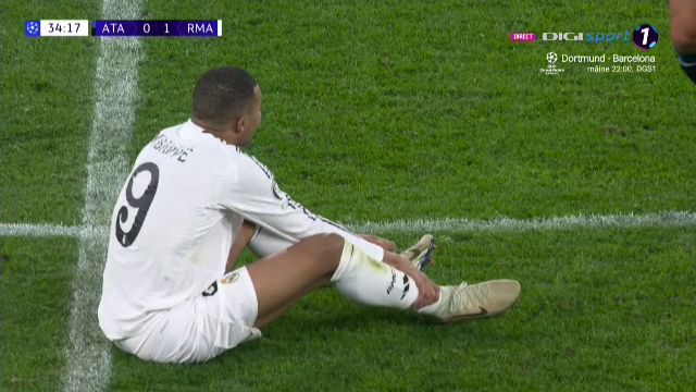 Alerta la Real Madrid! Kylian Mbappe a suferit o accidentare în confruntarea cu Atalanta.