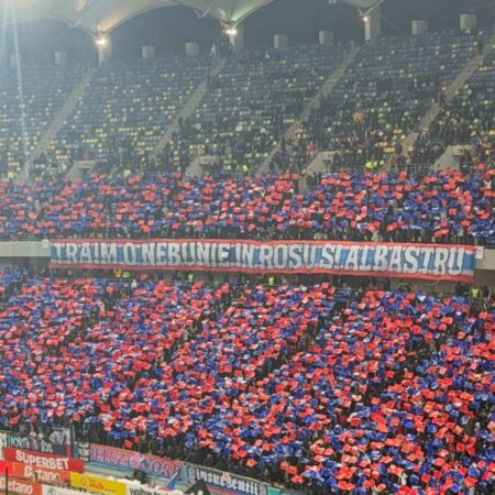 Scenografia fanilor FCSB la derby-ul cu Dinamo » Rivalii nu au avut nicio reacție în peluza adversă