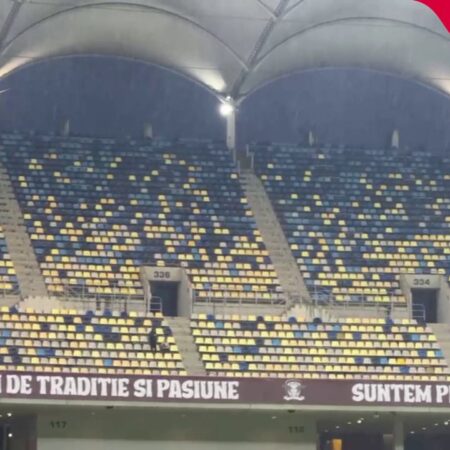 Plouă abundent pe Arena Națională înainte de meciul Rapid – FCSB