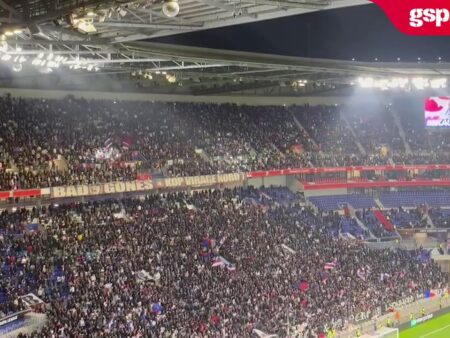 Bucurie explosivă pe Groupama Stadium, după ce Georges Mikautadze a marcat prima dată în meciul Lyon – FCSB