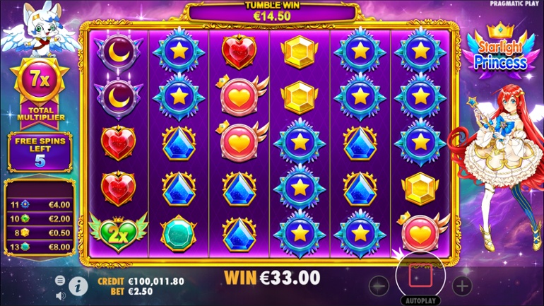 Starlight Princess win with multiplier