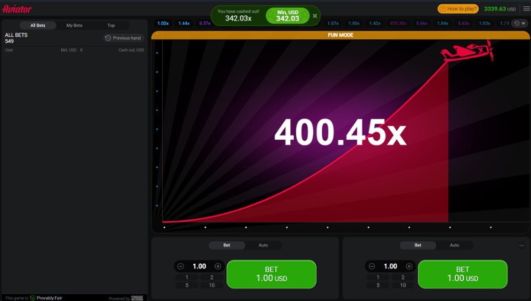 Aviator crash game - 400x Payout