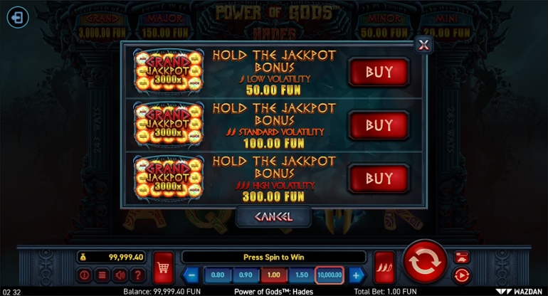 Power of Gods: Hades - opțiuni pentru bonusul în cumpărare