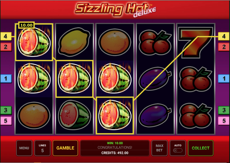 Numai 5 linii de câștig în Sizzling Hot Deluxe