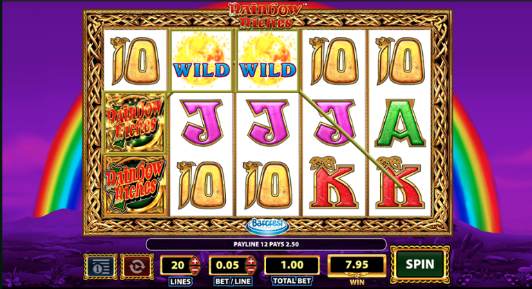 Câștig Rainbow Riches cu simboluri Wild