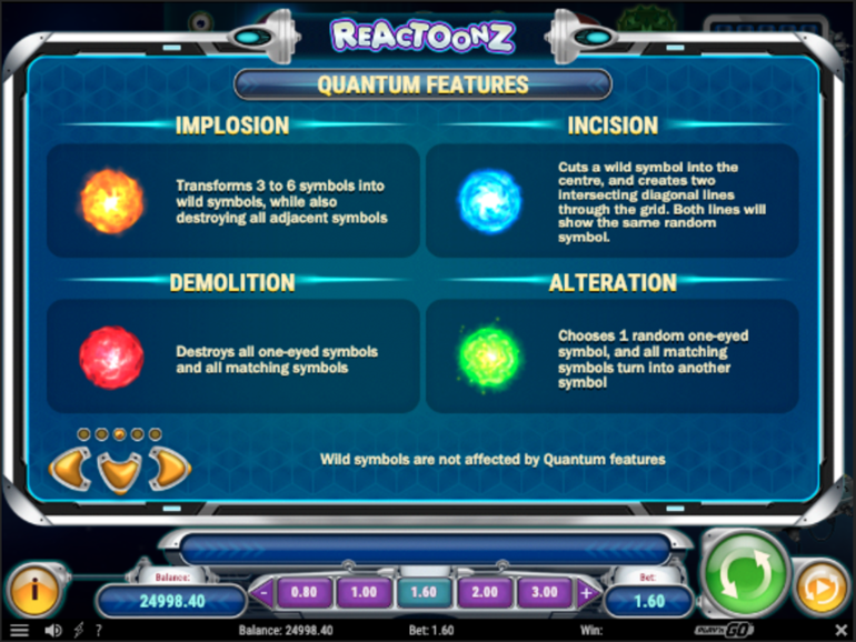Caracteristici Quantum Reactoonz (bonusuri)