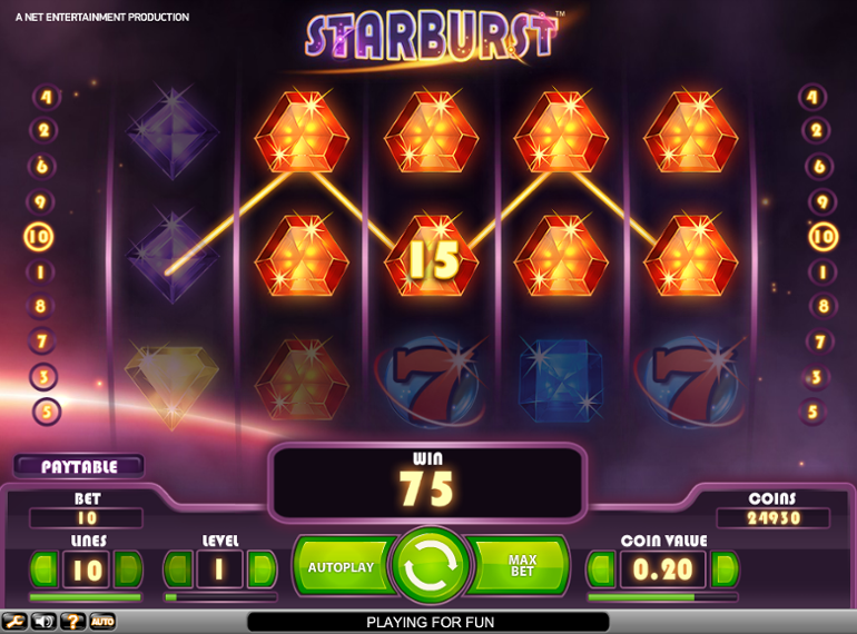 Starburst Dreapta la Stanga Linia Câștigătoare