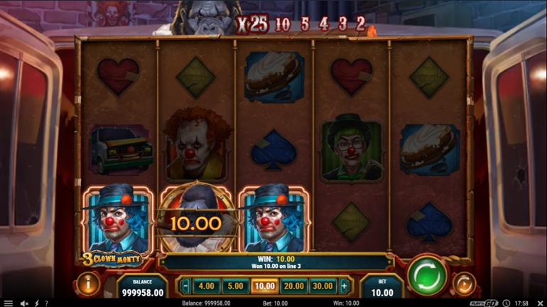 3 Clown Monty slot win
