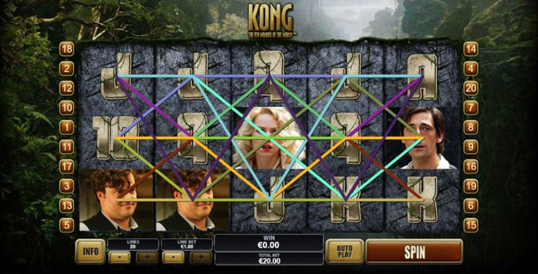 Liniile de câștig selectabile King Kong