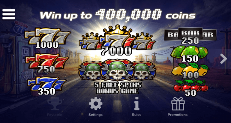 Route 777 paytable