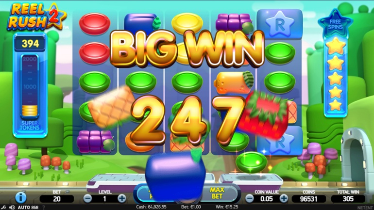 Reel Rush 2 câștig mare în jocul de bază