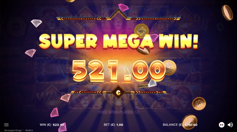 Serengeti King - Mare câștig în Rotirile gratuite