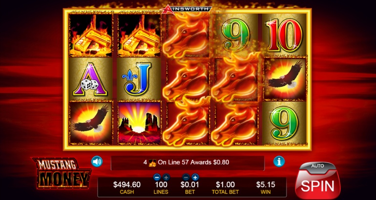 Mustang Money stacked wilds win