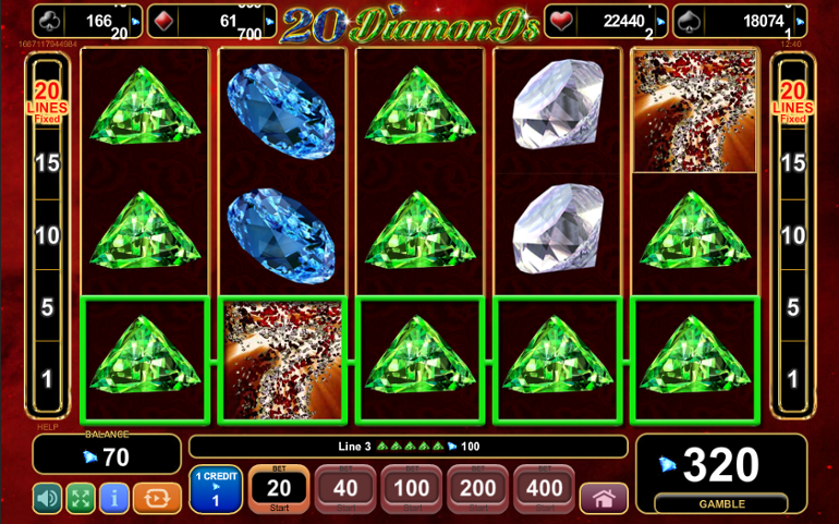 20 Diamonds Stacked Symbols