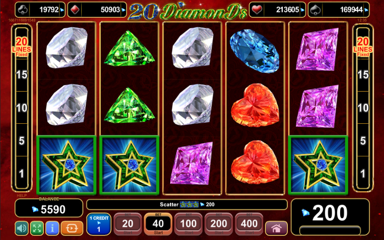 20 Diamonds Scatter Win