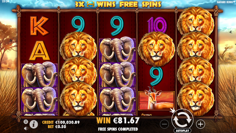 Safari King slot top symbol win