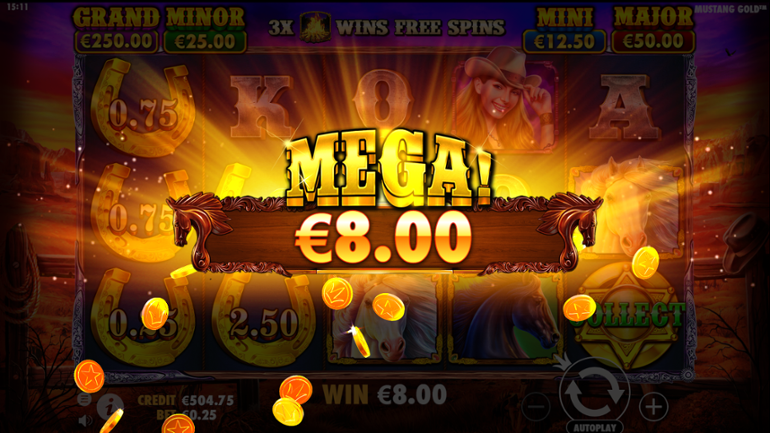 Mustang Gold mega win on Collect