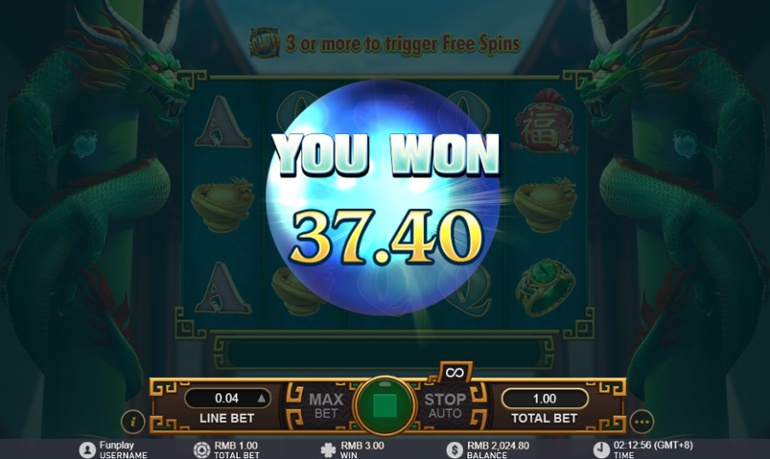 Fortune Dragon - Câștig total în rotirile gratuite