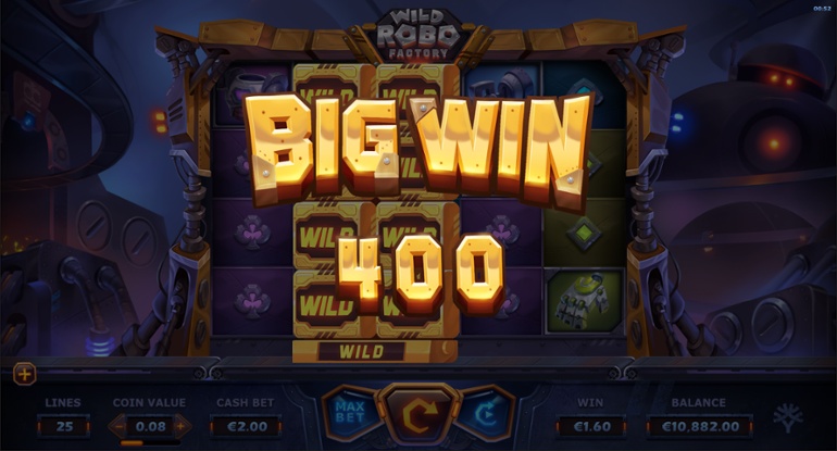 Wild Robo Factory big win la o rotire
