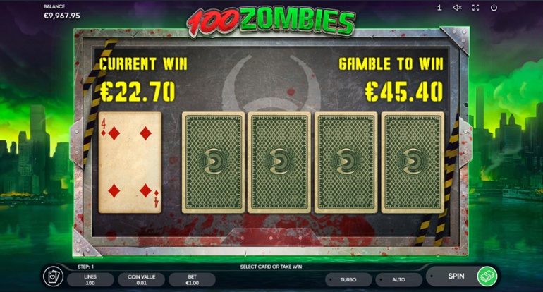 Caracteristica de pariu din slotul 100 Zombies
