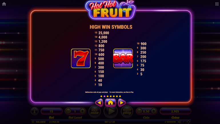 Hot Hot Fruit plata pentru simbolurile de top