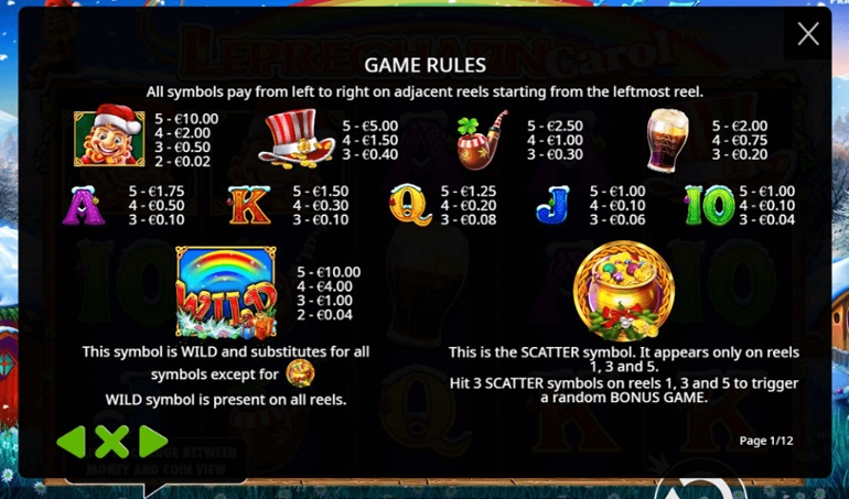 Lepreuchan Carol paytable