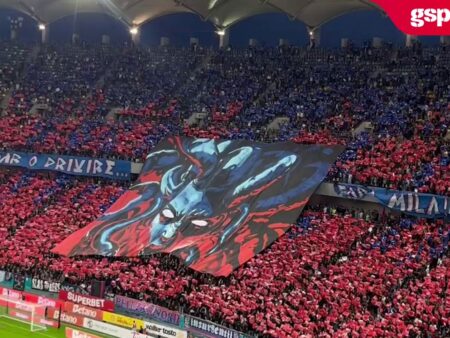 Coregrafie impresionantă din partea fanilor FCSB la meciul cu Dinamo