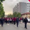 Corteo Peluza Nord Rapid se îndreaptă spre Arena Națională pentru derby-ul cu Dinamo