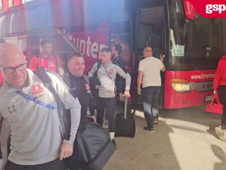 Autocarul echipei FC Hermannstadt a ajuns la stadionul Francisc Neuman pentru finala Cupei României.