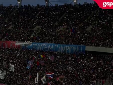 FCSB – Univ. Craiova » Suporterii roș-albaștri creează atmosferă pe Arena Națională: „Ole-ole, ole-ola, aplaudați campioana”