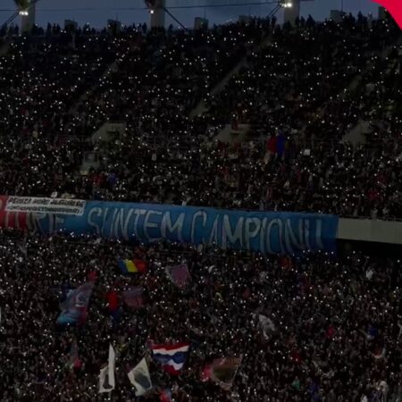 FCSB – Univ. Craiova » Suporterii roș-albaștri creează atmosferă pe Arena Națională: „Ole-ole, ole-ola, aplaudați campioana”