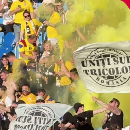 Spania U21 – România U21: Spectacol în tribună, suporterii români au iluminat Tehelne Pole cu torțe