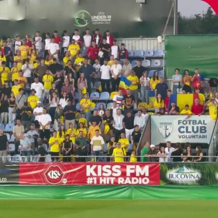 România U19 vs. Spania U19 » ”Deșteaptă-te, române!” răsună pe stadionul Anghel Iordănescu înainte de începerea meciului