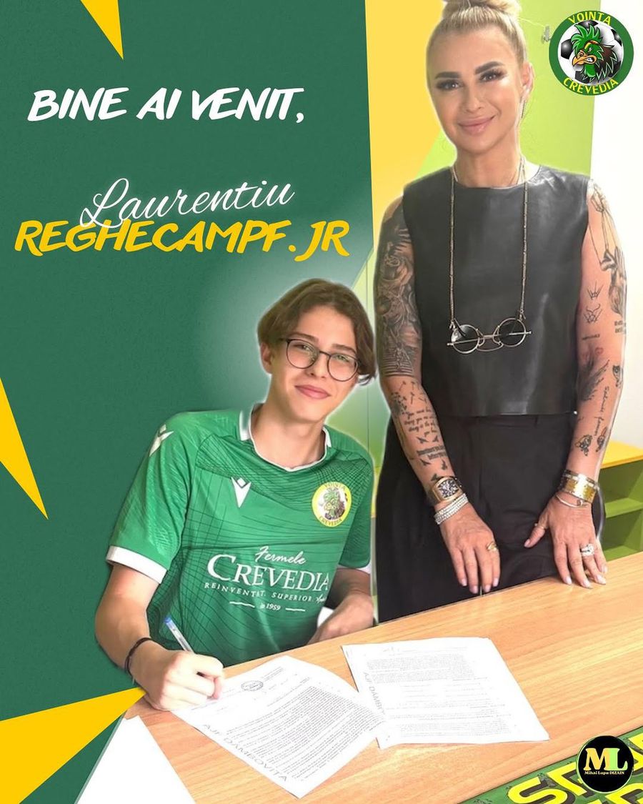 Laurențiu Reghecampf Junior a semnat cu Voința Crevedia. «Bebeto», fiul Anamariei Prodan și al lui Laurențiu Reghecampf, a semnat primul contract profesionist: „Îmi dau lacrimile”