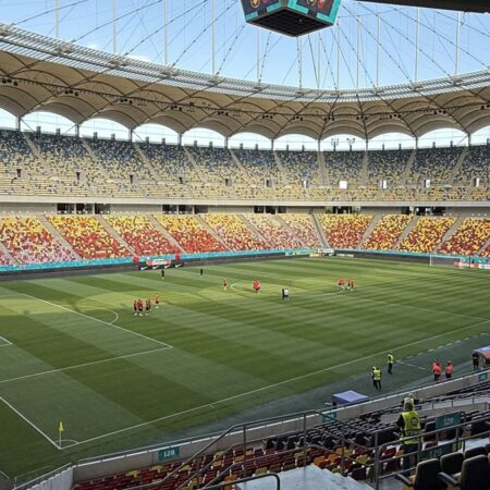 Shkendija joacă pe un teren impecabil! Imagini de la Arena Națională, înaintea meciului decisiv de calificare.