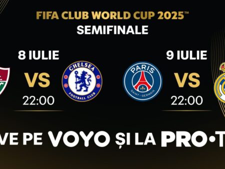 Semifinalele Cupei Mondiale a Cluburilor FIFA 2025 se transmit în direct astăzi și mâine, de la ora 22:00, pe PRO TV și VOYO.