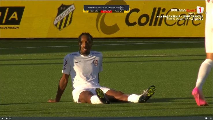 Tidiane Keita s-a accidentat în Hacken - CFR Cluj. FOTO: captură Prima Sport