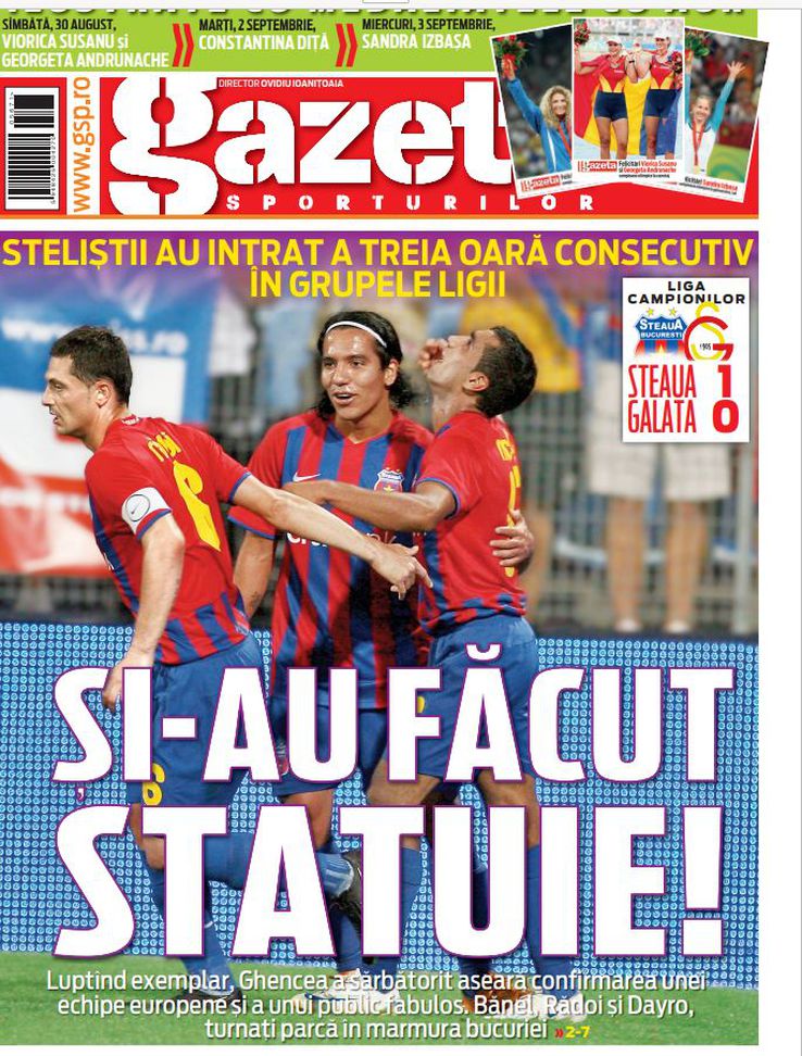 Prima pagină din Gazeta Sporturilor