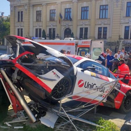 Marco, fiul lui Mihai Leu, a avut un accident la deschiderea Raliului Timișoarei » Mașina tatălui a suferit daune serioase