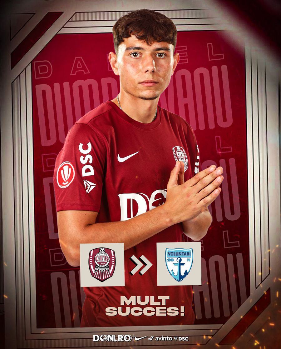 Daniel Dumbrăvanu a fost împrumutat la FC Voluntari CFR Cluj a renunțat la al patrulea fotbalist în ultima zi de mercato