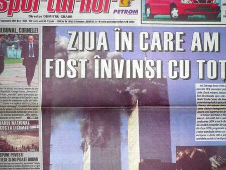 11 septembrie 2001, „ziua în care ne-am simțit cu toții învinși” » Titlul de pe coperta Gazetei Sporturilor a doua zi după atacurile de la World Trade Center