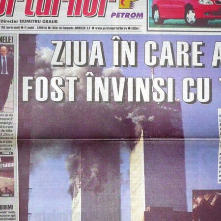 11 septembrie 2001, „ziua în care ne-am simțit cu toții învinși” » Titlul de pe coperta Gazetei Sporturilor a doua zi după atacurile de la World Trade Center