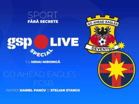 Go Ahead Eagles – FCSB » Campioana își începe parcursul în grupa Europa League, iar Mihai Mironică îl analizează pe Daniel Pancu și Stelian Stancu la GSP Live Special.