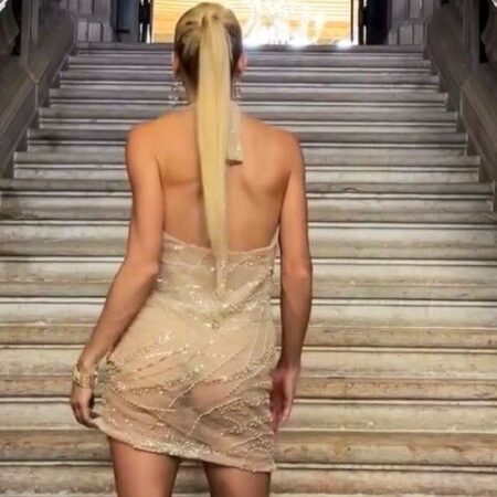 Acuzată de fraudă fiscală, Camila Giorgi a revenit pe covorul roșu purtând o rochie transparentă.