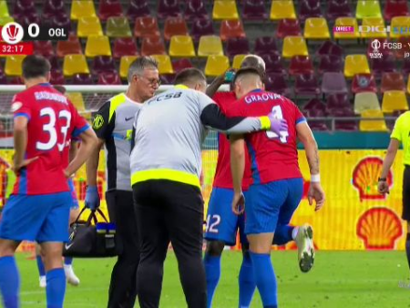 Resolvarea unei neplăceri pentru FCSB! S-a accidentat după 30 de minute și riscă să absenteze în meciul din Europa.