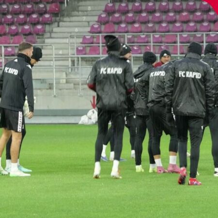 Rapid s-a antrenat pe Giulești înainte de confruntarea cu Farul. Imagini de la pregătire.