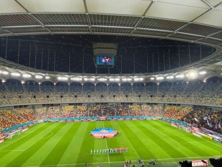 Aspectul tribunelor Arenei Naționale în meciul FCSB – UTA Arad