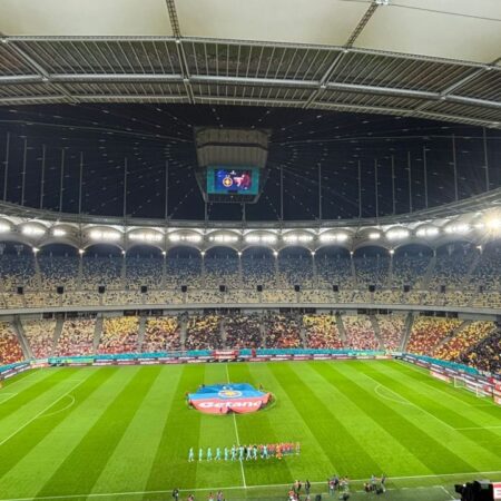Aspectul tribunelor Arenei Naționale în meciul FCSB – UTA Arad