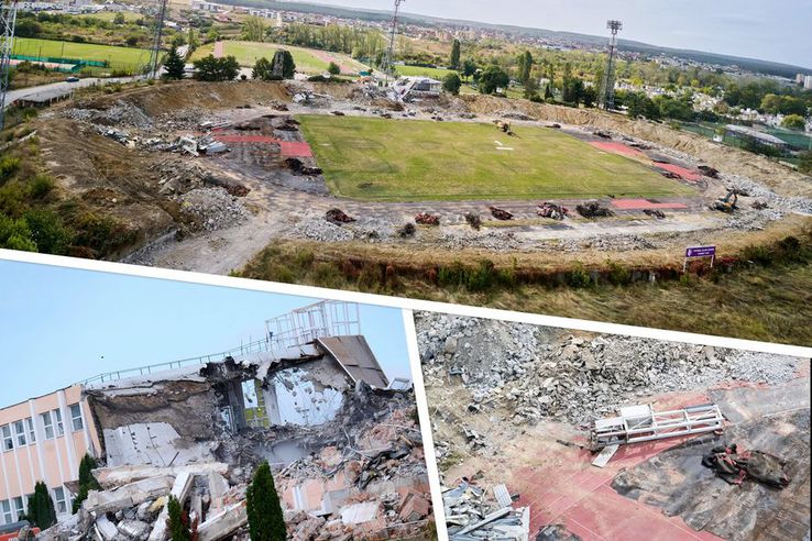 Șantierul arenei din Pitești: vechea arenă din Trivale a mai rămas doar în memoria microbiștilor